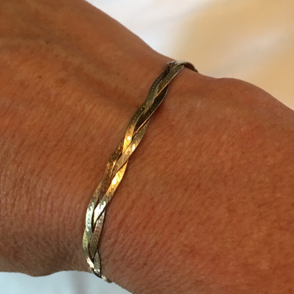 90’s 925 fmc tricolor 6.5in (approx) braided bracelet. Rose/white/yellow gold. - Picture 12 of 15